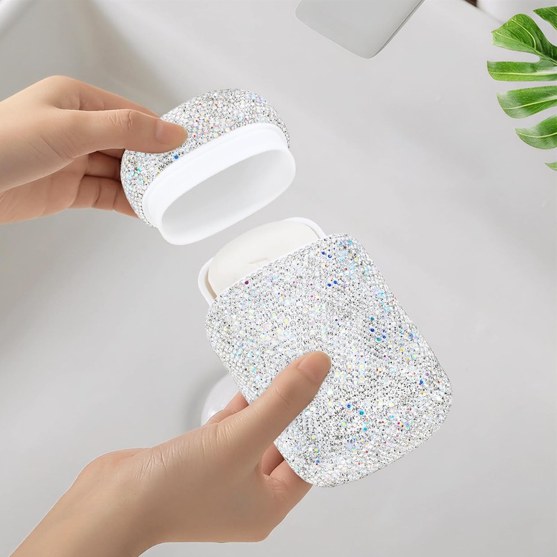 SlowVibes Bling Leakproof Travel Soap Dish with Lid