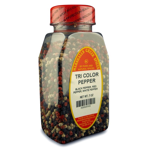 TRI COLOR PEPPER FRESHLY PACKED IN LARGE JARS, spices, herbs, seasonings