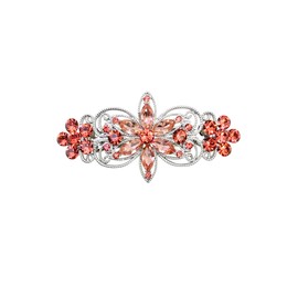 Faship Gorgeous Coral Rhinestone Crystal Flora Hair Barrette Clip