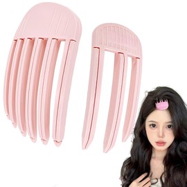 OKAWASI Root Rising Clip, 2 Pieces, 6 Teeth + 3 Teeth, Ladies, Men's, Hair Root Clip, Root Comb, Hair Root Clip, Fixed, Bangs Clip, Curler, Curly, Bangs Set, Fluffy (Pink)