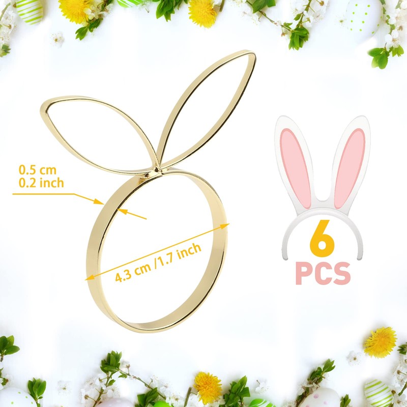 Set of 6 Easter Napkin Rings Rabbit Napkin Rings Bunny