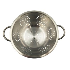 Fackelmann 29782 26cm Colander, 1pc, Large Mango Punch Deep Mixing Bowl, Sieve for Straining, Drainer with Sturdy Base & Two, Twin Handle Freestanding Vegetable & Pasta Strainer, Stainless Steel