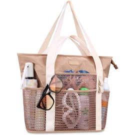 Lacdo Beach Bag for Women, Beach Tote Bag for Women, Waterproof Sandproof Foldable Pool Bag for Beach Vacation Pool Travel