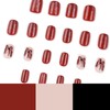 24 Pcs Short Press on Nails Square Red Glitter Fake