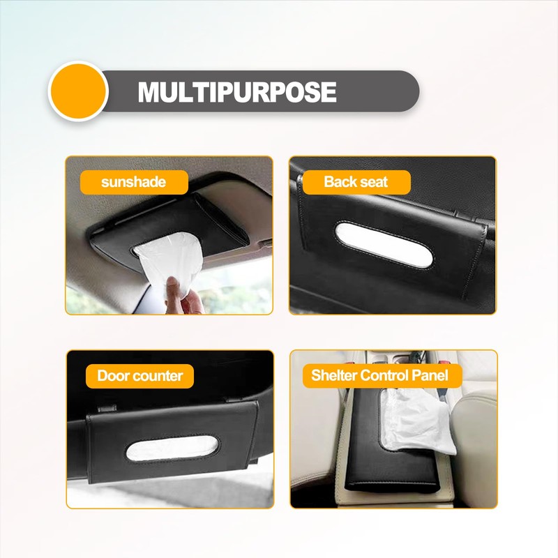 Premium PU Leather Car Tissue Holder Visor for Universal Auto,