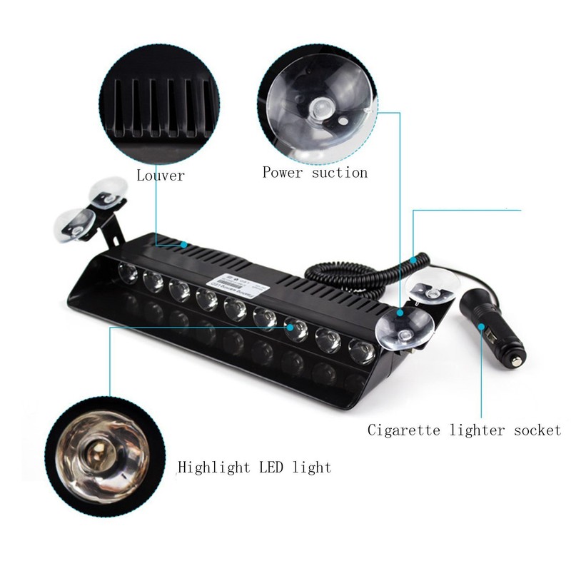 Anzene 9 LED 12W 12V Windshield Warning Light Dashboard Interior