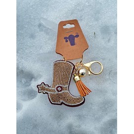 Boot Scootin’ Boogie Boot Keychain with Rhinestones - Western Fashion Accessory and Costume Jewelry - Color: Black