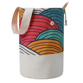 TOGETRUE Yarn Bag, Knitting Crochet Bag, Portable Yarn Storage Bags Organizer for Crocheting Project, Store Skein Ball, Short Knitting Needle (Large, Color Arc)