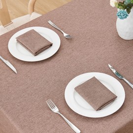 Veblandy Rectangle Tablecloth Linen Textured Waterproof & Stain Resistant Table Cloth Wrinkle Free Decorative Fabric Farmhouse Table Cover for Dining/Party/Buffet/Wedding, 60 x 104 Inch, Flaxen