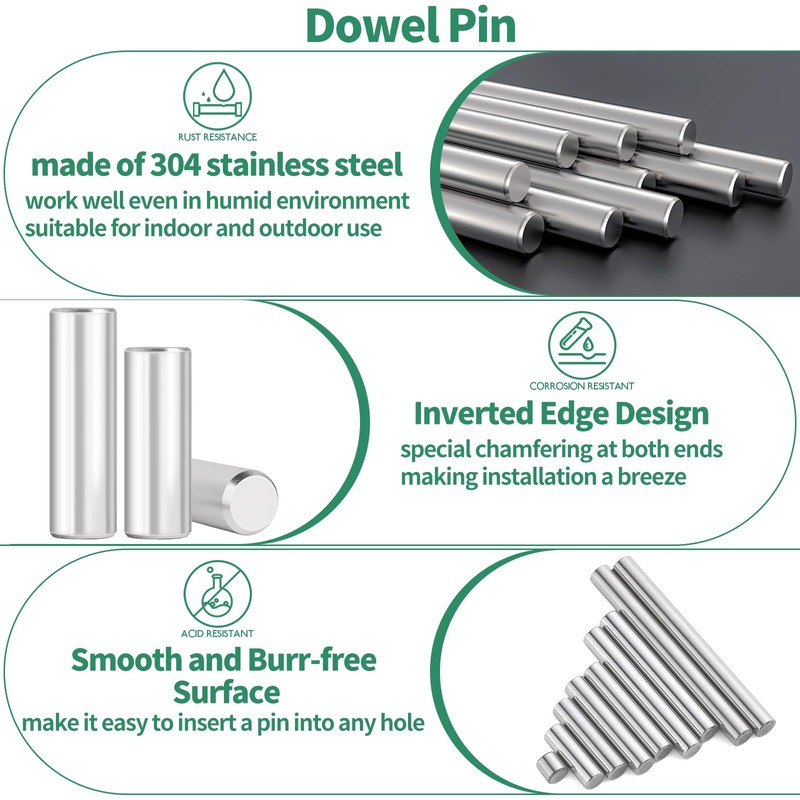 Yauhar 370Pcs 304 Stainless Steel Dowel Pins and Compression Springs