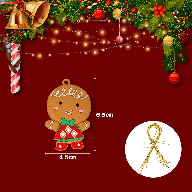 Jagowa 12-Piece Gingerbread Man Ornaments Set for Christmas Tree &