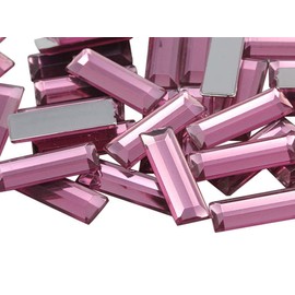 22x7mm Pink Rose Lite .RS72 Baguette Flat Back Rectangle Acrylic Rhinestones Plastic Gems for Crafts Costume Embelishments Card Making Jewels Jewelry Making Supplies Cosplay Jewels 40 PCS
