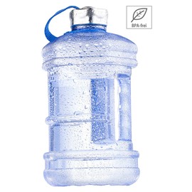 Speeron Große Wasserflasche: Auslaufsichere Trinkflasche mit Tragegriff, 2,3 l, BPA-frei, blau (Große Trinkflasche, Trinkflasche mit Henkel, 3 Flasche Wasser)