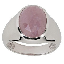 La Luna Design Women's Ring 925 Sterling Silver Rhodium-Plated Sapphire Pink, Genuine hallmarked 925 sterling silver, Sapphire
