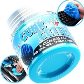 PeerBasics Gunk Getter, Cleaning Gel for Those Hard to Reach Places, Automotive Cup Holder Electronic Keyboard Office, Slime Gel Cleaner Dust Crumb Removal (Jar, Blue, 3.5oz)