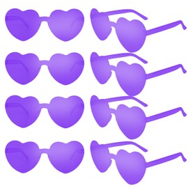 CHRORINE 8/16/ 24 Pairs Heart Shaped Sunglasses Rimless Heart Glasse Transparent Candy Colors for Party Favor (8, Purple)
