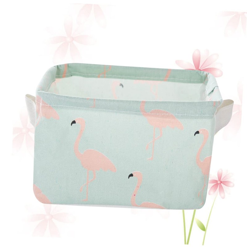 LABRIMP Flamingo Fabric Storage Bins with Handles Foldable Organizer for