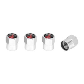 Partuto 4 Pcs Finger Pattern Tire Valve Stem Caps for Car Tyre Valve Dust Covers Decorative Aluminum Alloy Rubber Silver Tone Red 8x12mm