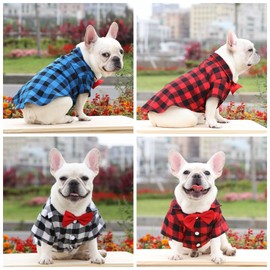 Tongcloud 3 Pack Plaid Puppy Cat Shirt Cute Dog Shirt Cat Shirt Dog Plaid Shirt Dog Shirts for Extra Small Dogs Cats Birthday Party and Holiday Photos (Red, Blue and White, XX-Large)