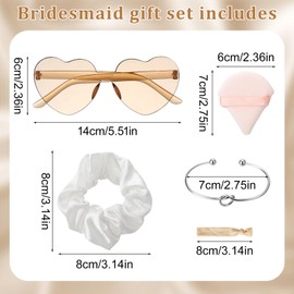 Fingertip WD 72 Pcs Bridesmaid Proposal Gift Including Bridesmaid Bridal Hairband Hairpin Powder Puff Glasses Jewelry Bag Hairband Suitable for Wedding Gift