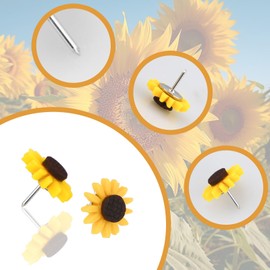 20pcs Sunflower Thumbtacks Push Pins,Cork Board Pins,Drawing Pins,Cute Resin Decorative Tacks Cork Board Tacks Flower Tacks Plant Pins Novelty Push Pins Decorative Nails for Photo Wall Bulletin Board