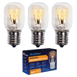 BlueStars 8206232A KEI 125V 40W Microwave Bulb E17 Base, Compatible with Whirlpool Microwave Light Bulb Under Hood, Lava Lamp, Salt Lamp Bulbs, Replaces 1890433 8206232 AP4512653, 3 Packs