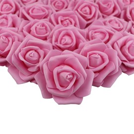 Lightingsky 3 x 1.6 x 3 inches 100pcs DIY Real Touch 3D Artificial Foam Rose Head Without Stem for Wedding Party Home Decoration (100pcs, Dark Pink)