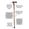 Hand Carved Wooden Walking Cane with Ergonomic Handle and Rubber