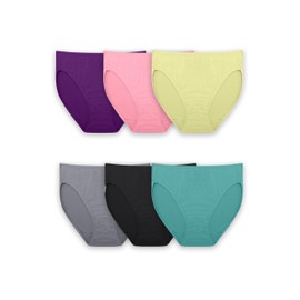 Fruit of the Loom Women's Breathable Panties (Regular & Plus Size), Hi Cut - Micro Mesh - 6 Pack, 7