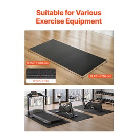 Happybuy Treadmill Mat for Carpet Protection, 30" x 72" x 1/4" Thick Gym Floor Mat – Non-Slip PVC Base for Exercise Equipment, Bikes & Home Workouts