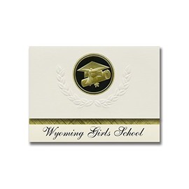 Signature Announcements Wyoming Girls School (Sheridan, WY) Graduation Announcements, Presidential style, Basic package of 25 Cap & Diploma Seal. Black & Gold.