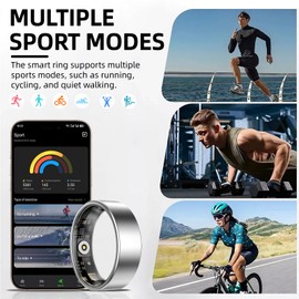 AI Smart Ring for Women Men - Sleep Tracker Ring with Heart Rate, Blood Oxygen, 10ATM Waterproof Fitness Ring, Step Counter & GPS Activity Fitness Tracker,7-Day Battery for iOS/Android (Silver, 7)