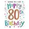 Modern Milestone Age Happy Birthday Card 80th - Regal Publishing,orange|grey|pink|green,8