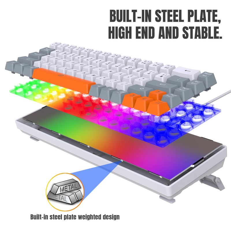 Snpurdiri 60% Wireless Gaming Keyboard and Mouse Combo,Rainbow Backlit Rechargeable