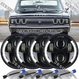 JESUO 4PCS For 1967-74 Dodge Charger 4x 5.75" LED Headlights Hi-Lo DRL Reflector Lamp