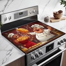 BSFHH Heat-Resistant Glass Stove Top Cover with Anti-Slip Rubber Coating – Electric Stove Protector, Scratch-Resistant, Expands Counter Space, Stylish Kitchen Decor (Pizzas)