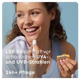 Labello Sun Protect LSF 50, wasserfeste Lippenpflege mit hohem Sonnenschutz, mineral√∂lfreie Lippenpflege mit Sheabutter, Vitaminen & nat√ºrlichen √ñlen (4,8 g)