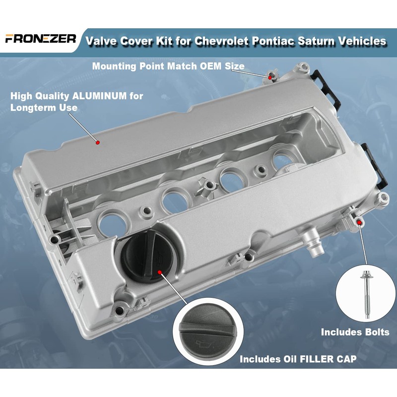 Aluminum Engine Valve Cover Kit with Gasket, Bolts, Oil Filler