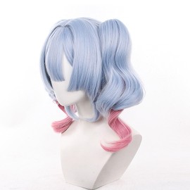 Miku Wig Rabbit Hole Cosplay Medium Blue and Pink with Twin Clip Bi Cute Bunnies Double Ponytail Synthetic Hair Wig for Women Adult Cos Party Halloween Christmas(Miku Rabbit Hole)
