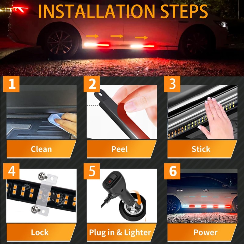 FZSSHYG 2Pcs 70in Red White Strobe Lights Strip for Trucks,