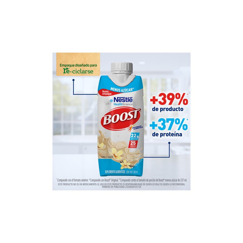Suplemento Boost Menos Azúcar Vainilla 12 Pack - Nutrición Equilibrada