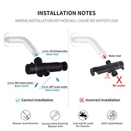 BLTFAUCER Solid Metal Shower Arm Diverter with Handshower Mount for Hand Held Showerhead and Fixed Spray Head ∣ G 1/2 3-Way Bathroom Universal Shower System Replacement Part (Polished Chrome)