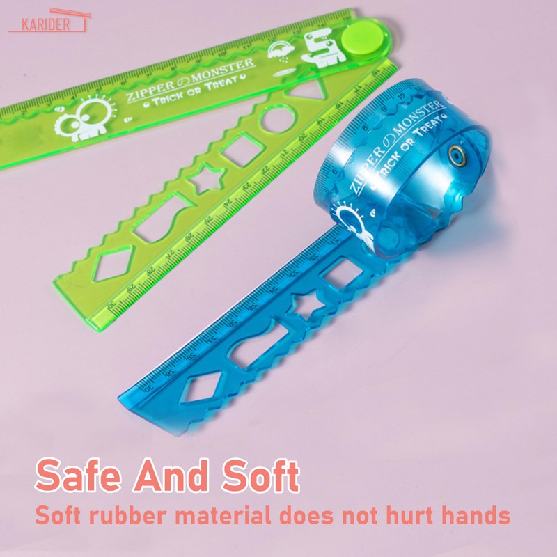 6PCS Folding Ruler, 12 inch Foldable Ruler Clear, Flexible Ruler