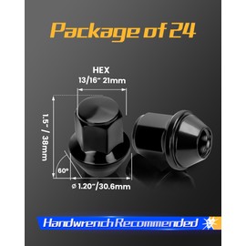 Dynofit 14mmx1.5 Stock Lug Nuts for Mustang Explorer Edge, 1.5"H Black Lug Nuts with 13/16" Hex Compatible with Ford Fusion Maverick, M14x1.5 OEM Wheel Lug Nuts With 13/16" Hex fit Lincoln Aviator MKX