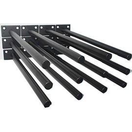 12 Pcs 10" Black Solid Steel Floating Shelf Bracket Blind Shelf Supports - Hidden Brackets for Floating Wood Shelves - Concealed Blind Shelf Support – Screws and Wall Plugs Included