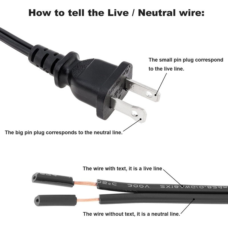 RTNLIT 8FT Black Lamp Cord with On/Off Button Switch and