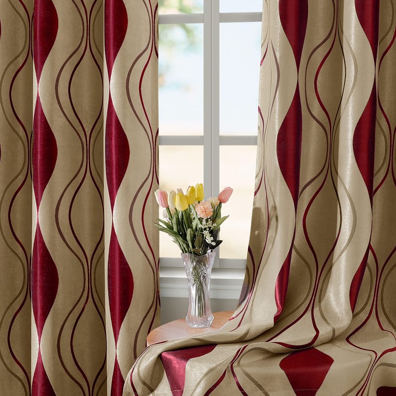 HOMEIDEAS Wave Room Darkening Curtains 52 X 84 Inch Length