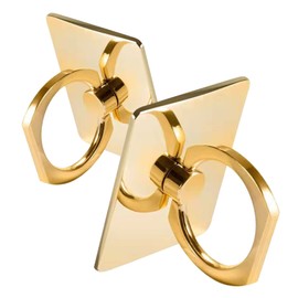[2 Pack] Square Sparkling Cell Phone Ring Holder Stand,360 Degree Rotation and 180 DegreeAdjustable Finger Ring Kickstand with Polished Metal Phone Grip (Gold)