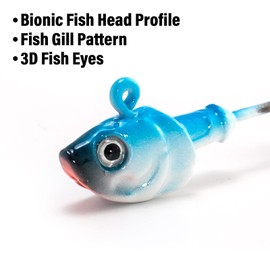 Dr.Fish 10 Pack Saltwater Fishing Lure Heads, 3D Eyes, High Carbon Steel Hooks, Bass Lure Hooks, Surf Fishing Hooks, Tray, Pom Pom, Bass, 3/8 oz