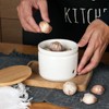 ONTUBE Garlic Keeper with Wooden Lid, Ceramic Garlic Holder Storage,